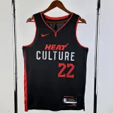2023-24 HEAT BUTLER #22 Black City Edition Top Quality Hot Pressing NBA Jersey (V领）