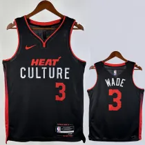 2023-24 HEAT WADE #3 Black City Edition Top Quality Hot Pressing NBA Jersey (V领）