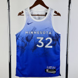 2023-24 Timberwolves TOWNS #32 Blue City Edition Top Quality Hot Pressing NBA Jersey