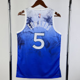 2023-24 Timberwolves EDWARDS #5 Blue City Edition Top Quality Hot Pressing NBA Jersey