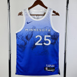 2023-24 Timberwolves ROSE #25 Blue City Edition Top Quality Hot Pressing NBA Jersey