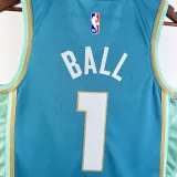 2023-24 Hornets BALL #1 Blue City Edition Top Quality Hot Pressing NBA Jersey