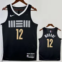 2023-24 Grizzlies MORANT #12 Black City Edition Top Quality Hot Pressing NBA Jersey