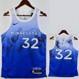 2023-24 Timberwolves TOWNS #32 Blue City Edition Top Quality Hot Pressing NBA Jersey