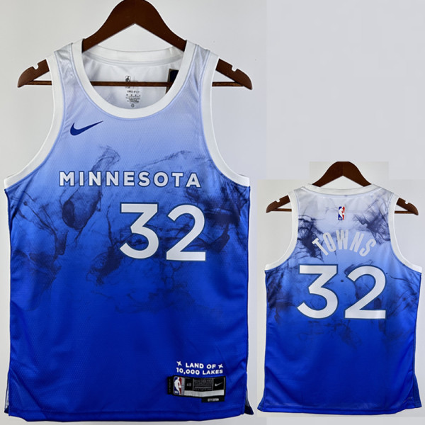 2023-24 Timberwolves TOWNS #32 Blue City Edition Top Quality Hot Pressing NBA Jersey