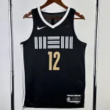 2023-24 Grizzlies MORANT #12 Black City Edition Top Quality Hot Pressing NBA Jersey