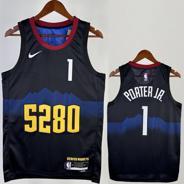 2023-24 Nuggets PORTERJR. #1 Black City Edition Top Quality Hot Pressing NBA Jersey