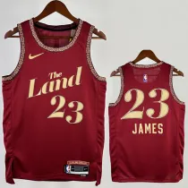 2023-24 Cleveland Cavaliers JAMES #23 Red City Edition Top Quality Hot Pressing NBA Jersey