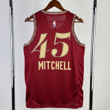 2023-24 Cleveland Cavaliers MITCHLL #45 Red City Edition Top Quality Hot Pressing NBA Jersey