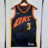 2023-24 OKC Thunder GIDDEY #3 Dark Blue City Edition Top Quality Hot Pressing NBA Jersey