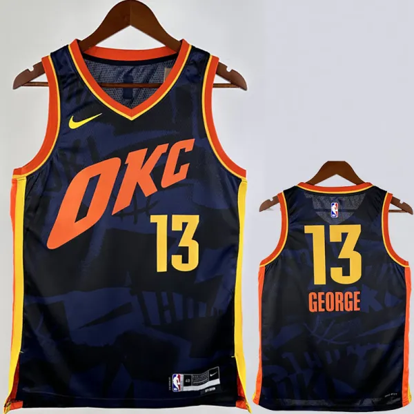 2023-24 OKC Thunder GEORGE #13 Dark Blue City Edition Top Quality Hot Pressing NBA Jersey