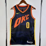 2023-24 OKC Thunder WESTBROOK #0 Dark Blue City Edition Top Quality Hot Pressing NBA Jersey