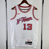 2023-24 ROCKETS HARDEN #13 White City Edition Home Top Quality Hot Pressing NBA Jersey