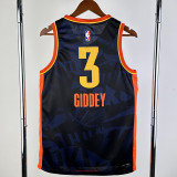 2023-24 OKC Thunder GIDDEY #3 Dark Blue City Edition Top Quality Hot Pressing NBA Jersey