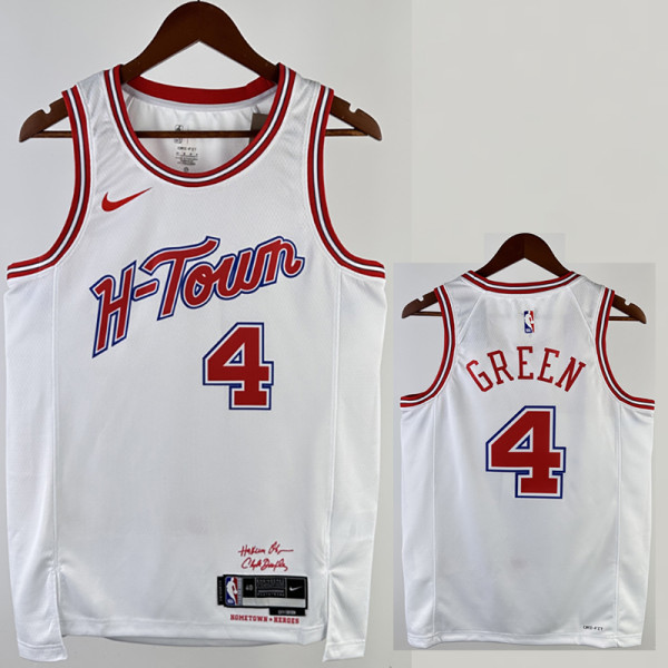 2023-24 ROCKETS GREEN #4 White City Edition Home Top Quality Hot Pressing NBA Jersey
