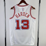 2023-24 ROCKETS HARDEN #13 White City Edition Home Top Quality Hot Pressing NBA Jersey