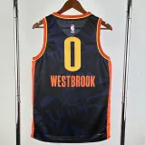 2023-24 OKC Thunder WESTBROOK #0 Dark Blue City Edition Top Quality Hot Pressing NBA Jersey