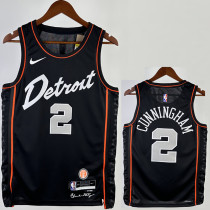 2023-24 Pistons CUNNINGHAM #2 Black City Edition Top Quality Hot Pressing NBA Jersey