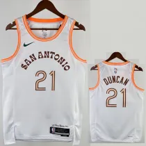 2023-24 Sa Spurs DUNCAN #21 White City Edition Top Quality Hot Pressing NBA Jersey