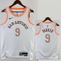 2023-24 Sa Spurs PARKER #9 White City Edition Top Quality Hot Pressing NBA Jersey
