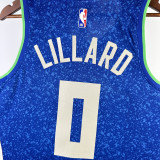 2023-24 BUCKS LILLARD #0 Blue City Edition Top Quality Hot Pressing NBA Jersey