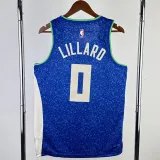2023-24 BUCKS LILLARD #0 Blue City Edition Top Quality Hot Pressing NBA Jersey