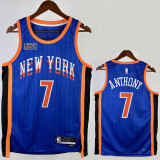 2023-34 KNICKS ANTHONY #7 Blue City Edition Top Quality Hot Pressing NBA Jersey