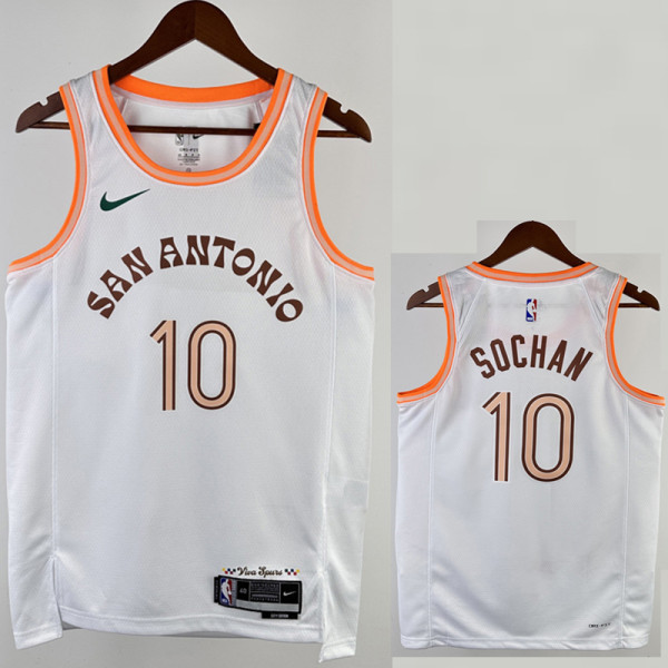 2023-24 SA Spurs SOCHAN #10 White City Edition Top Quality Hot Pressing NBA Jersey