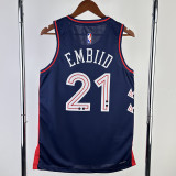 2023-24 76ERS EMBIID #21 Dark Blue City Edition Top Quality Hot Pressing NBA Jersey