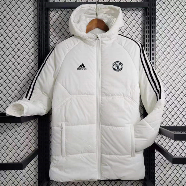 2023-24 Man Utd White Hooded Cotton Coat Black Edge (黑色边) 棉衣