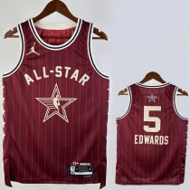 2023-24 ALL-STAR EDWARDS #5 Red Top Quality Hot Pressing NBA Jersey