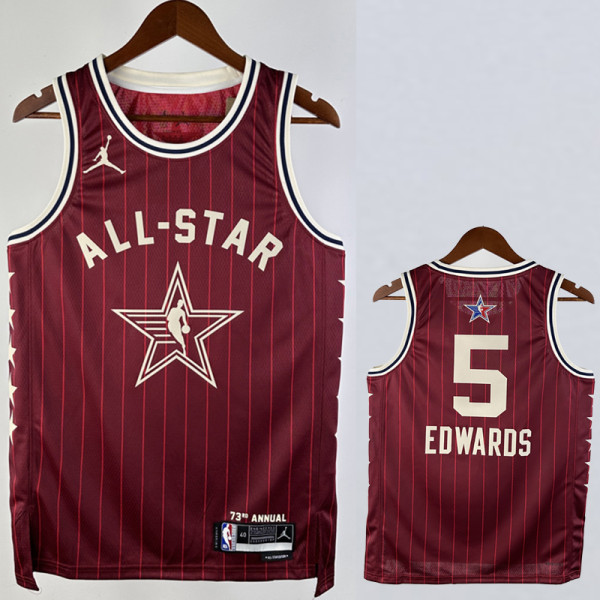 2023-24 ALL-STAR EDWARDS #5 Red Top Quality Hot Pressing NBA Jersey