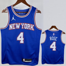 2021-22 KNICKS ROSE #4 Blue Top Quality Hot Pressing NBA Jersey (Trapeze Edition) 飞人版