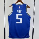2023-24 Kings FOX #5 Blue City Edition Top Quality Hot Pressing NBA Jersey
