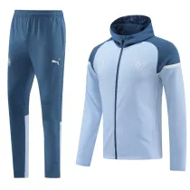 2024-25 Man City Blue-Gray Hoodie Jacket Tracksuit #01
