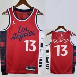 2024-25 Clippers GEORGE #13 Red Top Quality Hot Pressing NBA Jersey (Trapeze Edition) 飞人版