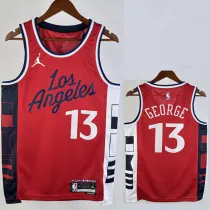 2024-25 Clippers GEORGE #13 Red Top Quality Hot Pressing NBA Jersey (Trapeze Edition) 飞人版