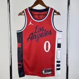 2024-25 Clippers WESTBROOK #0 Red Top Quality Hot Pressing NBA Jersey (Trapeze Edition) 飞人版