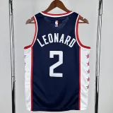 2018-19 Clippers LEONARD #2 Dark Blue City Edition Top Quality Hot Pressing NBA Jersey