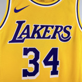 2022-23 LAKERS O'NEAL #34 Yellow Top Quality Hot Pressing NBA Jersey(圆领)