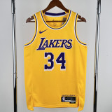 2022-23 LAKERS O'NEAL #34 Yellow Top Quality Hot Pressing NBA Jersey(圆领)