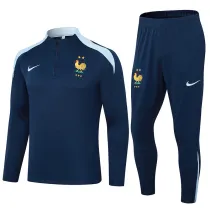 2024-25 France Royal blue Half Pull Tracksuit (半拉链)