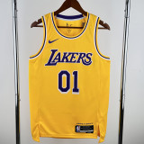2022-23 LAKERS EUNCHAE #01 Yellow Top Quality Hot Pressing NBA Jersey(圆领)