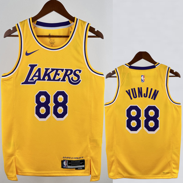 2022-23 LAKERS YUNJIN #88 Yellow Top Quality Hot Pressing NBA Jersey(圆领)