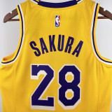 2022-23 LAKERS SAKURA #28 Yellow Top Quality Hot Pressing NBA Jersey(圆领)