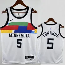 2022-23 TIMBERWOLVES EDWARDS #5 White City Edition Top Quality Hot Pressing NBA Jersey