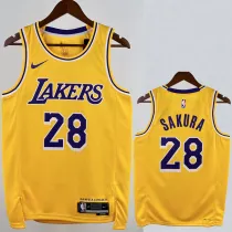 2022-23 LAKERS SAKURA #28 Yellow Top Quality Hot Pressing NBA Jersey(圆领)