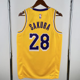 2022-23 LAKERS SAKURA #28 Yellow Top Quality Hot Pressing NBA Jersey(圆领)