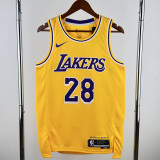 2022-23 LAKERS SAKURA #28 Yellow Top Quality Hot Pressing NBA Jersey(圆领)