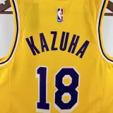 2022-23 LAKERS KAZUHA #18 Yellow Top Quality Hot Pressing NBA Jersey(圆领)